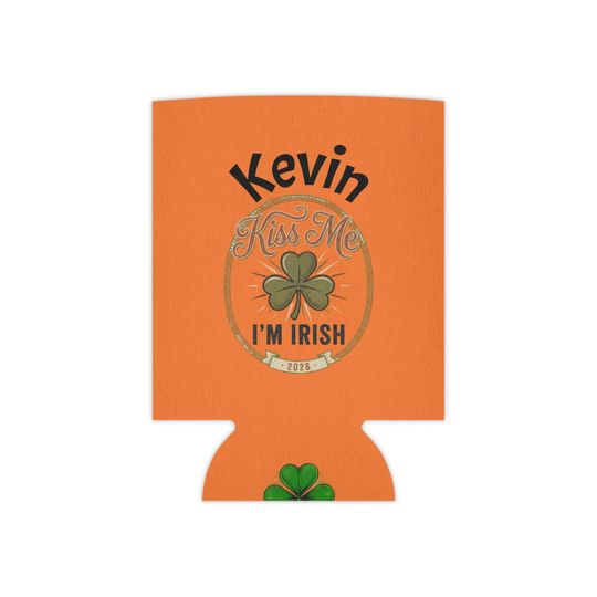 Discover Personalized St. Patrick's Day Can Cooler-orange, Irish Shamrock Beer Koozie, Kiss Me I'm Irish
