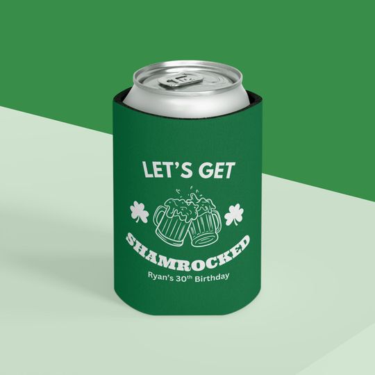 Discover Lets Get Shamrocked Can Cooler | Customizable St. Patrick's Day Beer Koozie