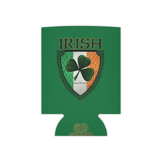 Discover Irish Shamrock Shield Can Cooler | St. Patrick's Day, Celtic Flag Design