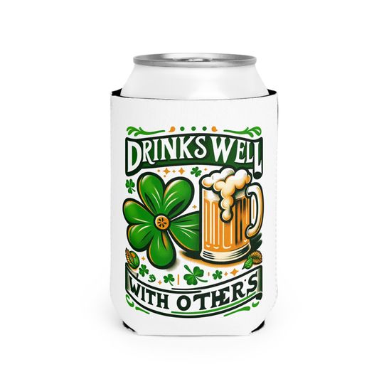 Discover St. Patrick's Day Can Cooler Sleeve, Shamrock Beer Cooler, Birthday Gift, Summer Party Accessory, Drink Insulator for Gatherings, Fun