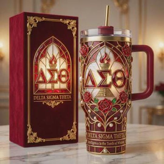 Discover Delta Sigma Theta Stainless Steel Tumbler with Handle (No Box, Only Tumbler)