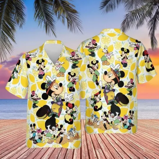 Discover Magic Summer With Mickey & Friends Tropical Vacation Lemon Hawaiian Shirt