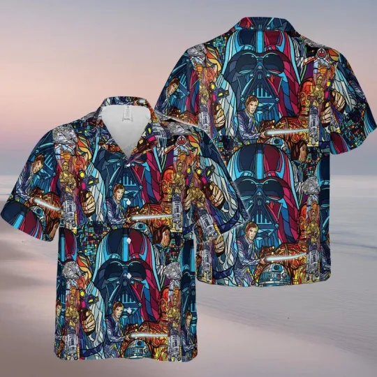 Discover Guardians Of The Galaxy Characters Stained Glass Style Star Wars Hawaiian Shirt