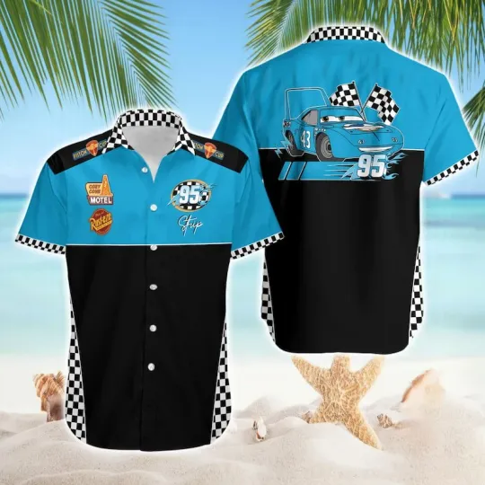Discover Strip Cars Piston Cup Rust-eze 95 Pixar Cars Character Summer Hawaiian Shirt