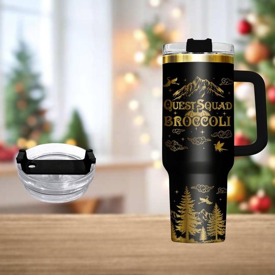 Discover Fantasy Adventure 40oz Tumbler, Black Stainless Tumbler With Handle, Mystical Coffee Cup Gift For Her, Travel Drinkware For Holidays