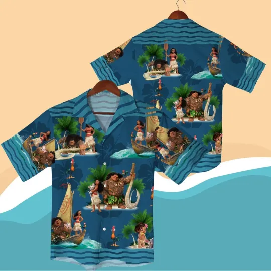 Moana Maui Hei Hei and Pua Tropical Vacation Aloha Summer Hawaiian Shirt