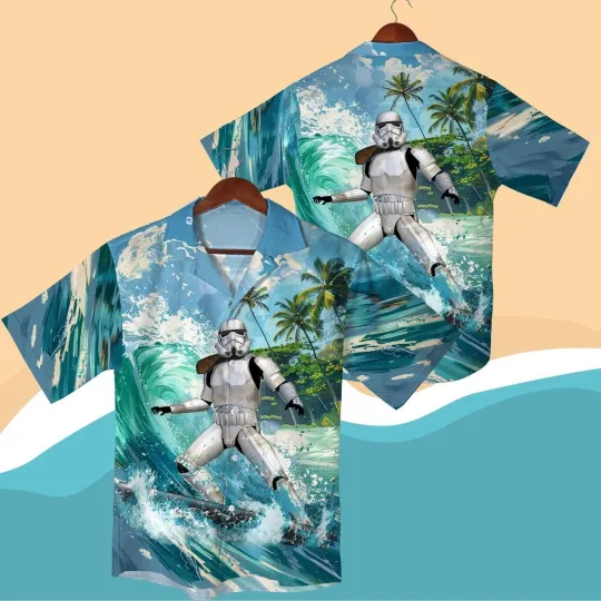 Discover Star Wars Stormtrooper Surfing Hawaiian Shirt for Summer Vacation
