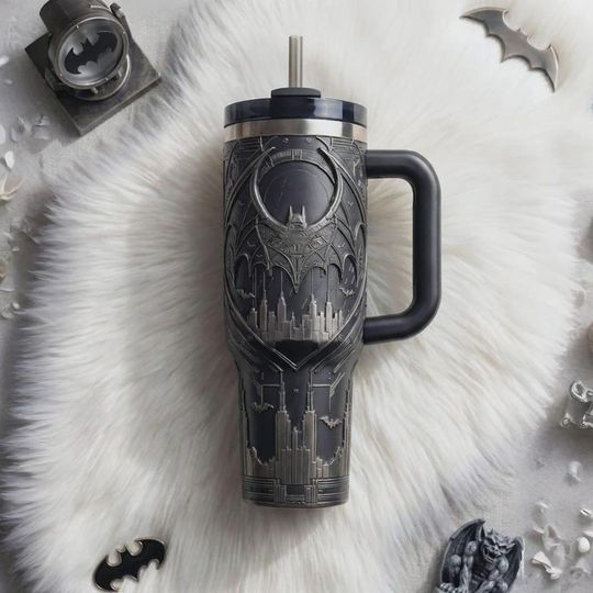 Discover Dark Knight Style 3D Printed Tumbler with Handle (No Box, Only Tumbler)