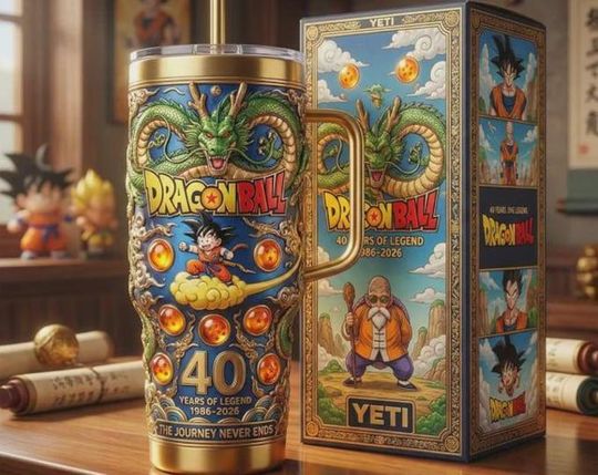 Dragon Ball 40th Anniversary Stainless Steel Tumbler with Handle (No Box, Only Tumbler)
