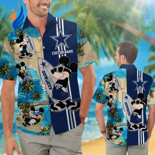 Discover Dallas Football Team Cowboyss Mickey Name Personalized Hawaiian Shirt
