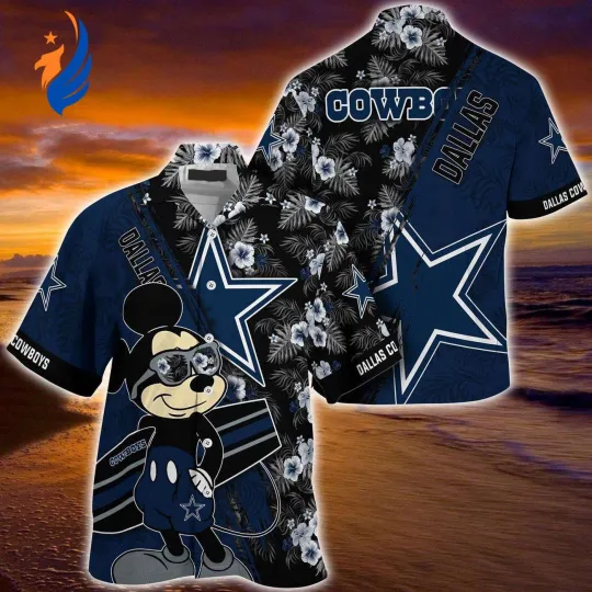 Discover Dallas Football Team Cowboyss Mickey & Floral Hawaiian Shirt