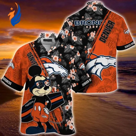 Discover Denver Football Team Broncoss Hawaiian Shirt: Summer Mickey and Floral Pattern