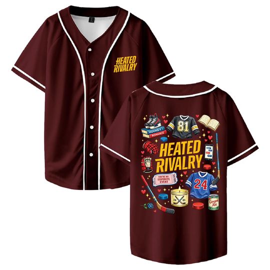 Discover Heated Rivalry Baseball Jersey, Hockey Romance Sporty Button Up Jersey