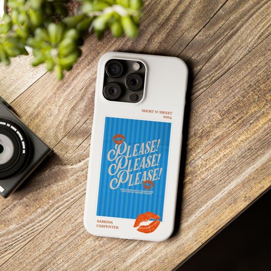 Discover Sabrina Carpenter iPhone Case | Retro Blue Stripes, Lip Print