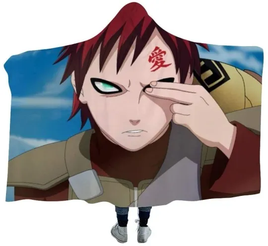 Gaara Hooded Blanket, Narutoo Anime Hooded Throw for Fans