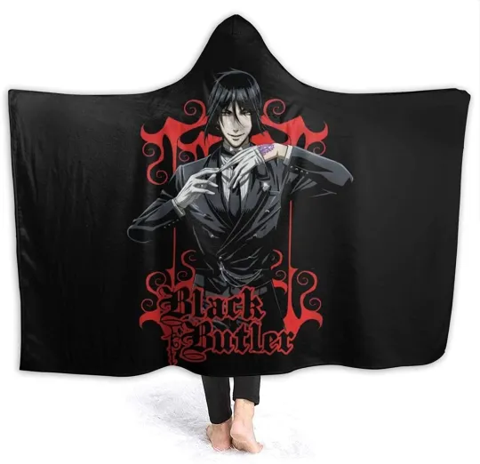 Black Butler Hooded Blanket, Soft and Warm for Anime Fans