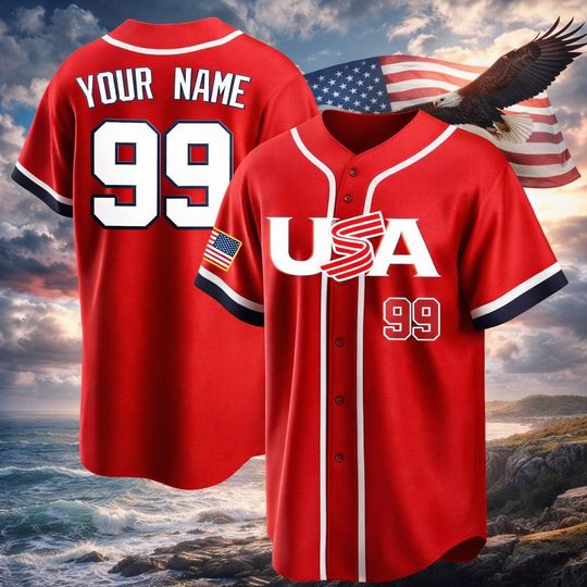 Discover Custom Baseball Jersey Personalized Team Name Number USA Baseball Uniform Team shirt for Men Women Youth Kids Fan Apparel