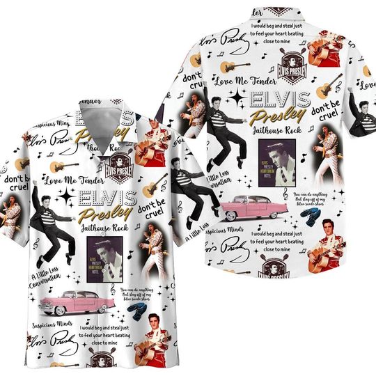 Discover Elvis Presley Hawaiian Shirt, Elvis Presley Button Shirt, Button Up Shirt, Elvis Presley Shirt, Gift for Elvis Presley Fan
