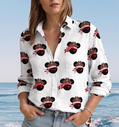 Discover Disney Mickey Minnie Cruise Shirt, Disney Cruise Pirate Blouse Shirt, Disney Pirates of Caribbean Shirt, Mouse Pirate Women Shirt