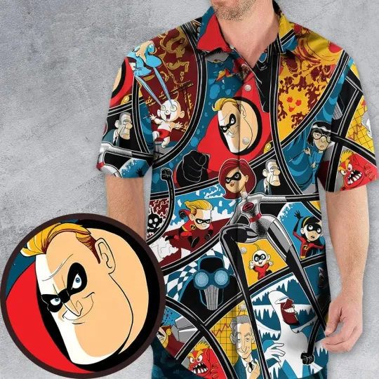 Discover Incredibles cartoon Hawaiian Button Down Shirt