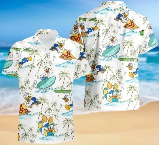 Discover Disney Donald Duck Magic Kingdom Cartoon Movie Aloha Hawaiian Shirt