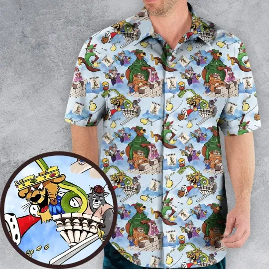 Robin Hood Characters Pattern Hawaiian Shirt, Gift Fort Cartoon Lovers