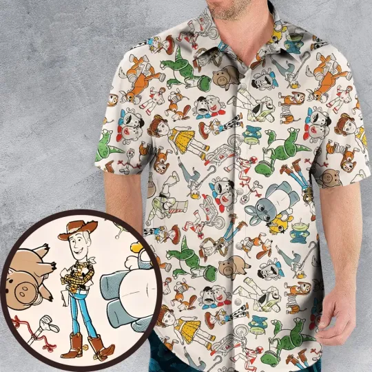 Discover Toy Story Toss Pattern Hawaiian Shirt, Gift For Her, Gift For Cartoon Lovers