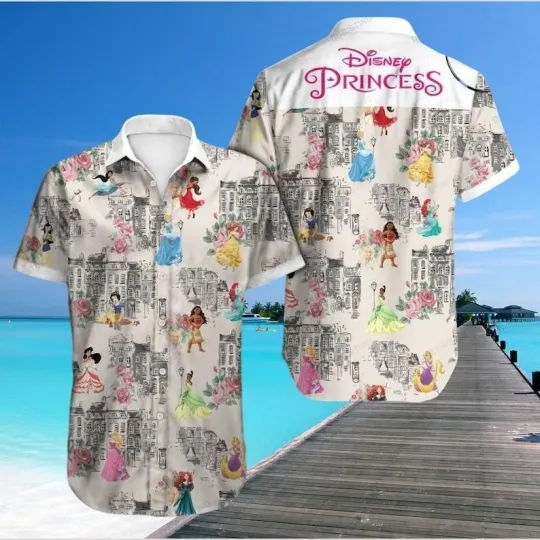 Discover Vintage Cartoon Princess Characters Summer Vacation Aloha Hawaiian Shirt
