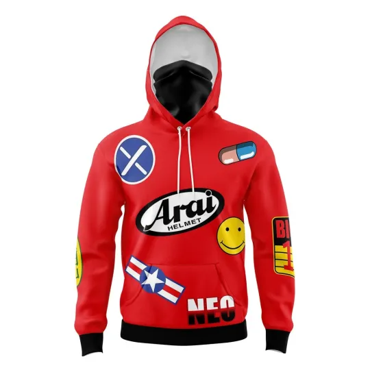 Discover Akira Kaneda Bike Decals Masked Hoodie - Retro Anime Cyberpunk Pullover