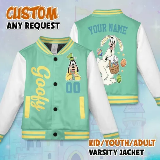 Discover Custom Bunny Goofy Dog Easter Eggs Mickey & Friends Easter Day Baseball Jacket