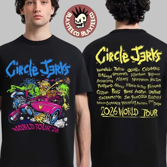 Circle Jerks Pizz Hot Rod 2026 World Tour Merch Two Sided T-Shirt Unisex