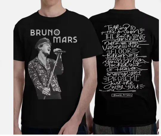 Discover Bruno Mars The Romantic Tour 2026 Unisex 2 side T-Shirt