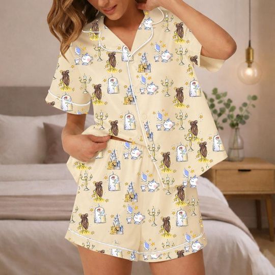 Disney Beauty and the Beast Pajamas Set, Disney Princess Belle Sleepwear, Disney Princess Pajama, Disney World Trip Pjs Gift