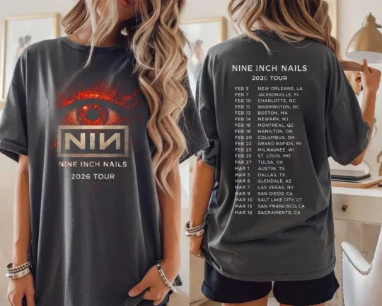 Nine Inch Nails 2026 Tour Garment-dyed Rock Band charcoal shirt