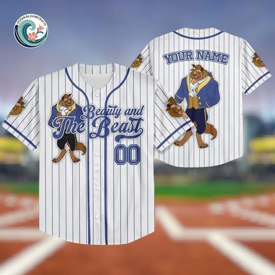 Custom Disney Beauty and the Beast Prince Simple Stripe Jersey, Disney Baseball Team Outfit