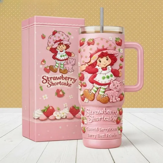 Strawberry Shortcake Cute Pink Tumbler Cup With Handle Collector Edition