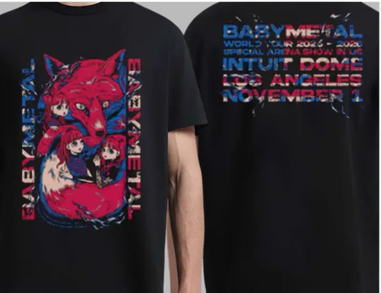 New Babymetal World Tour 2025 2026 short sleeve 2 side shirt