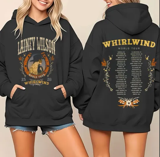 Lainey Wilson Whirlwind World Tour Horseshoe 2026 Merch Unisex Hoodie