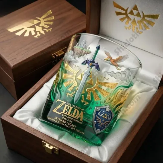 [No box] The Legend of Zelda 40th Anniversary Whiskey Glass