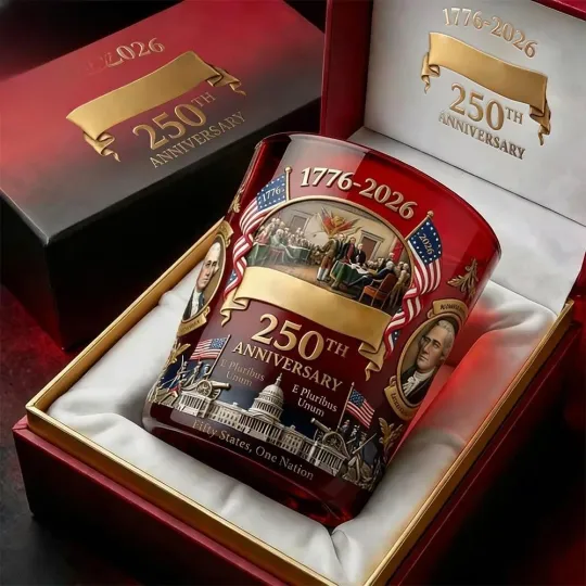 [NO BOX]  America 250Th Anniversary Red Whiskey Glass Gift Set 1776 2026 Limited