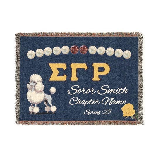 Sigma Gamma Rho Sorority, Inc. Woven Blanket | Personalizable D9 SGRho Poodle & Pearls Throw