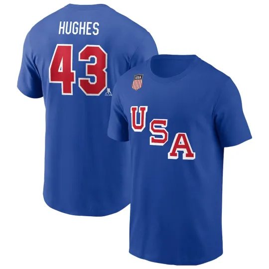 Royal's USA Hockey 2026 #43 Quinn Hughes T-Shirt