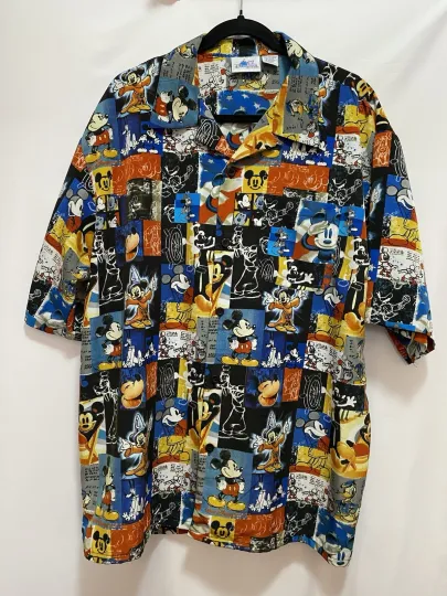 Discover Vintage Disneyland Mickey Mouse Donald Duck Fantasia Hawaiian Shirt