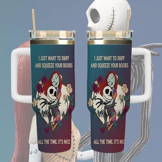 Jack Skellington 40 oz Tumbler, Halloween Travel Tumbler, Spooky Skeleton Gift, The Nightmare Before Christmas Tumbler