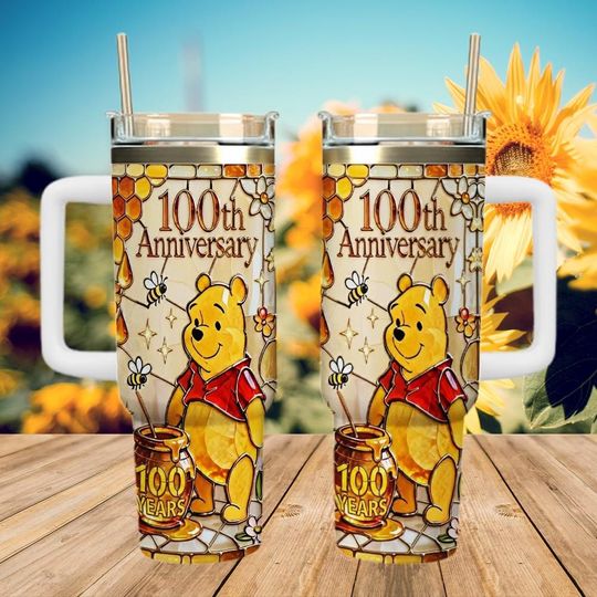 Winnie The Pooh 100th Anniversary 19262026 Tumbler, Pooh 100 Years Celebration Cup, Disney Cartoon Travel Mug, Pooh Fan Gift