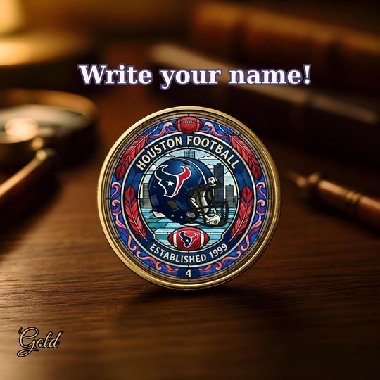 Discover Houston Challenge Coin, football Football Fan Gift for Him, Commemorative Sports Token