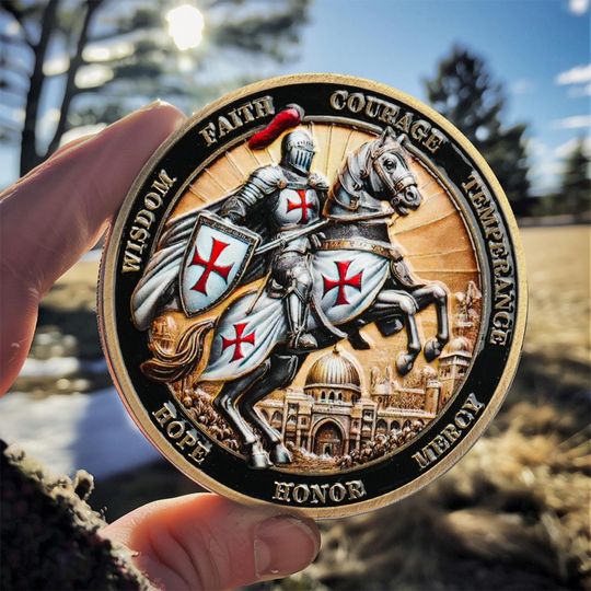 Discover Armor of God Philippians 4:13 knight Chip Charge Crusaders Token Chivalry Coin-Knights Templar Challenge Coin Christian Religious Coin