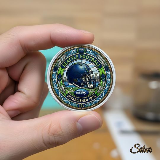 Discover Seattle Commemorative Coin - Est 1976 Medallion - Stained Glass Effect Fan Gift for Men