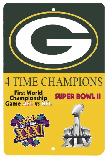 Green Bay Packers Super Bowl Champions Metal Sign