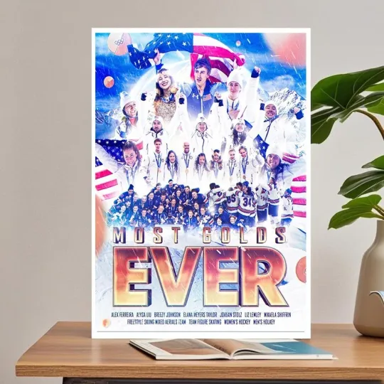 Team USA Winter Olympics 2026 Gold Medal Poster